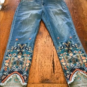 Laurie Felt Daisy Denim Slim Leg Jeans with Embroidery